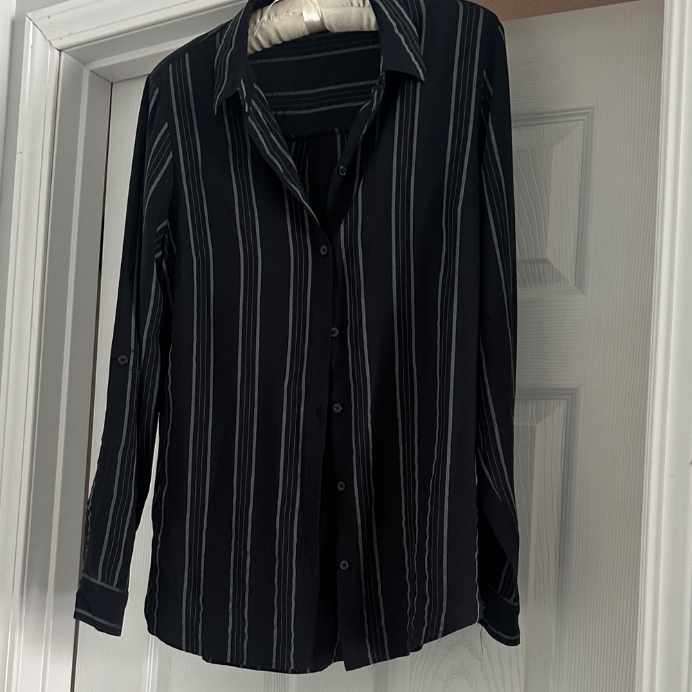 Express Black and White Striped Blouse